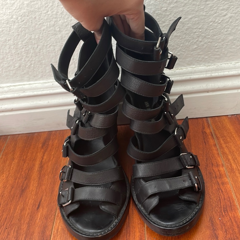 Ann demeulemeester gladiator leather sandal wedges - Picture 3 of 8